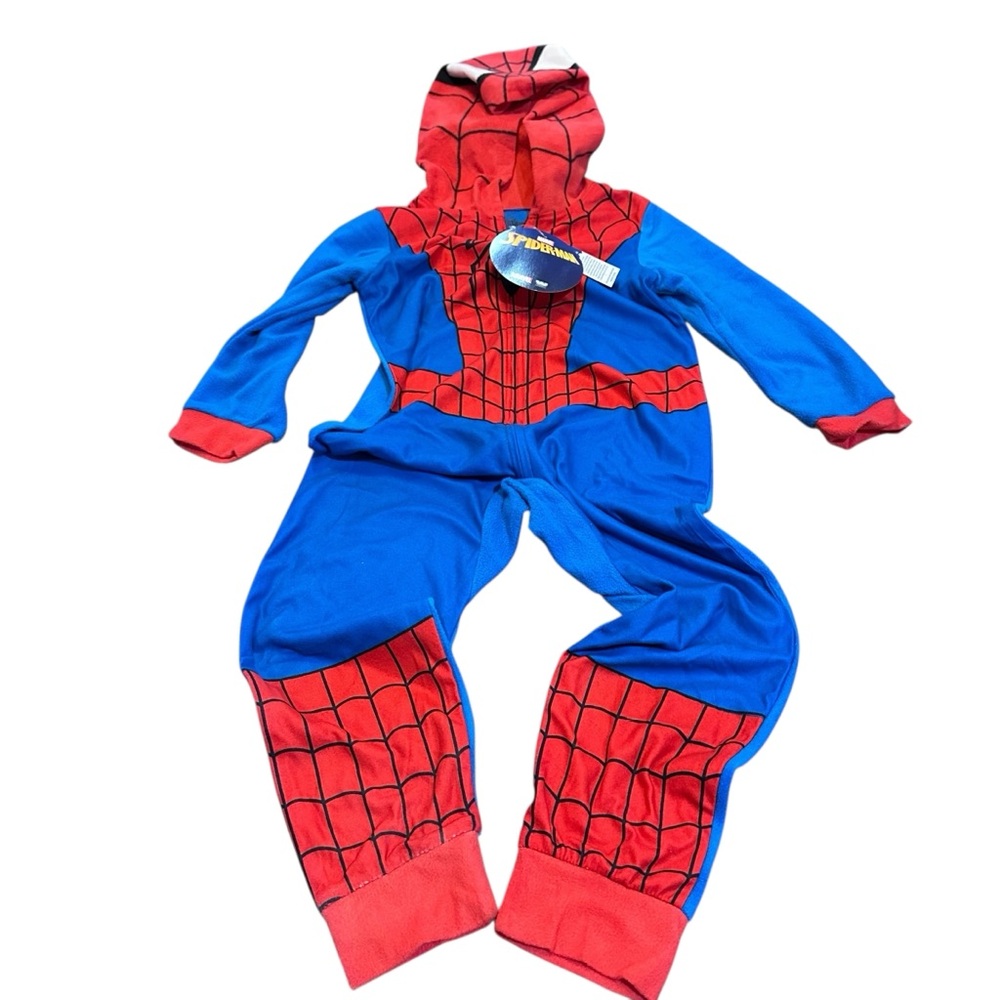 Marvel Spider Man fleece pajama suit with attached hoodie Boys Sz 6T NWT